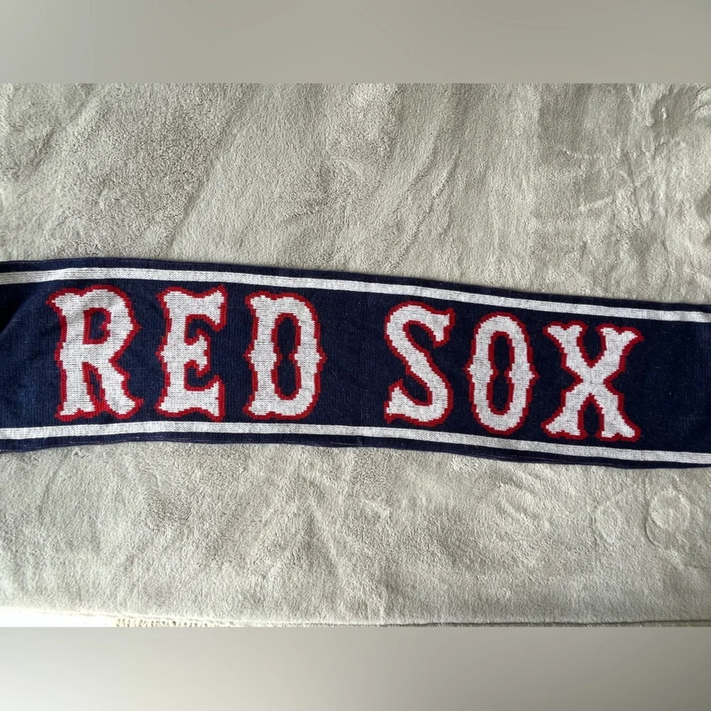 Boston Red Sox Scarf Red White Blue Fringe One Size